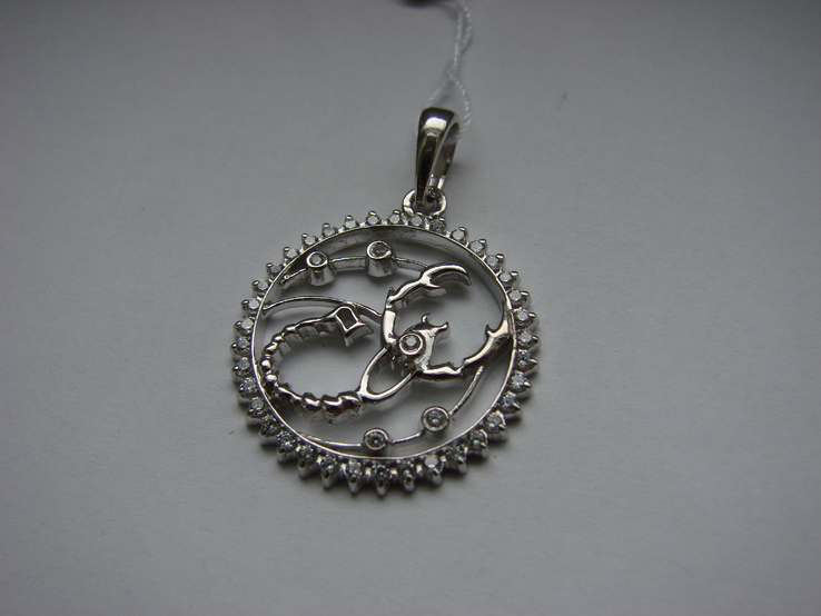 Скорпион. Кулон знак зодиака Серебро 925 с фианитами., фото №3