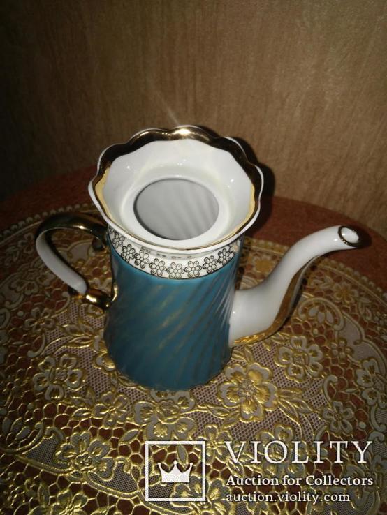 Чайник кофейник Коростень 70-е фарфор, золото, фото №5