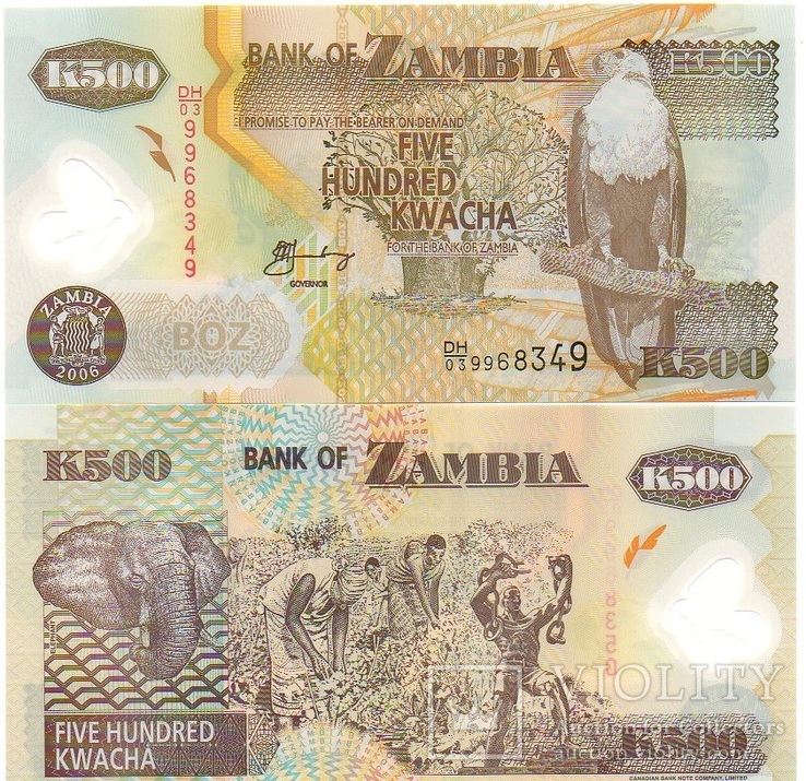 Zambia Замбия - 500 Kwacha 2006 UNC polymer JavirNV