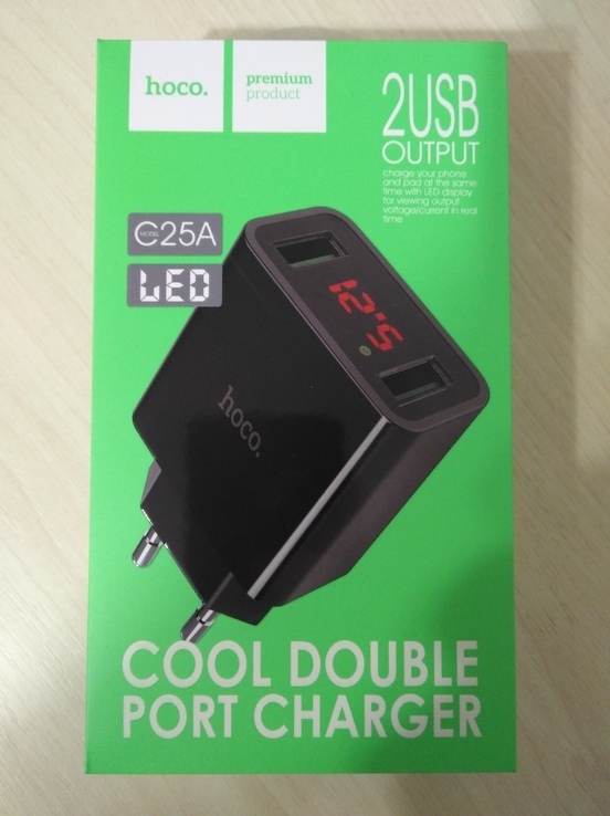 Зарядное устройство Hoco C25A 2.2A/2USB Black Original !!!, photo number 2