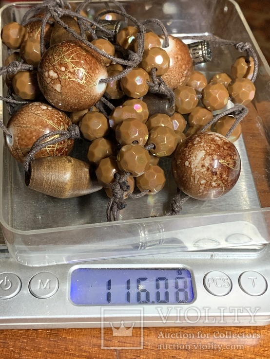 Большие коричневые бусы с Италии 116 грамм, фото №7