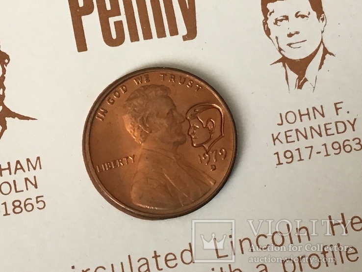 1 цент сша 1979 D. С штампом Кенеди., фото №3