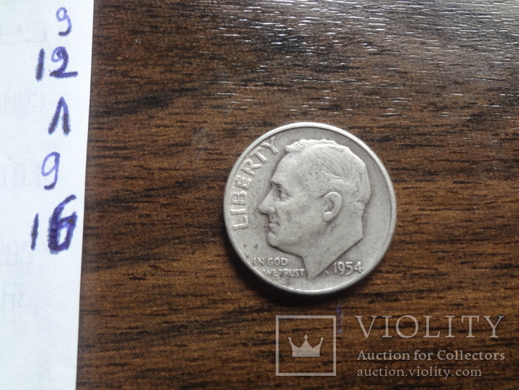 10 центов 1954  США  серебро  (Л.9.16)~, фото №4