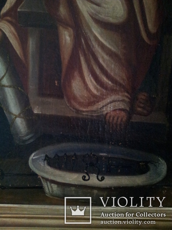 Икона на холсте виноградарь 105см на 153см с серебряной лампадой, фото №9