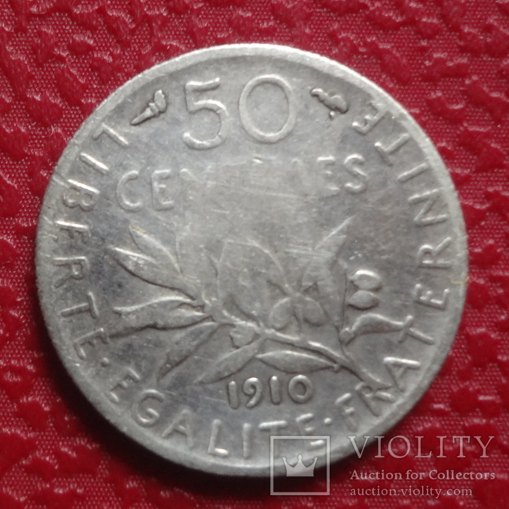 50 сантимов 1910  Франция  серебро   (Б.1.1)~, фото №4