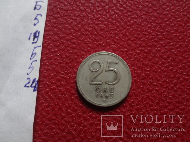 25  эре 1943   Швеция серебро    (Б.5.24)~, фото №4