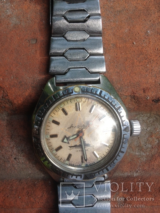 Часы Амфибия с браслетом олимпиады 1980 г., фото №4