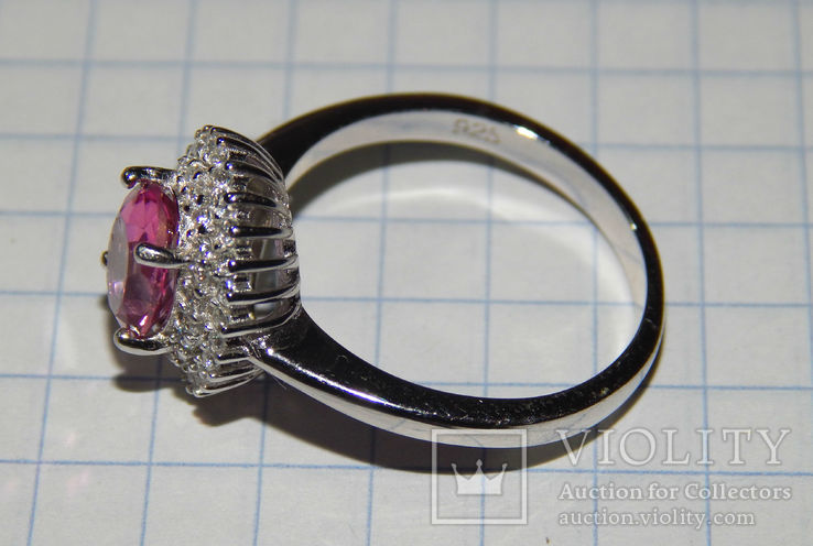 Кольцо розовый топаз, фото №5