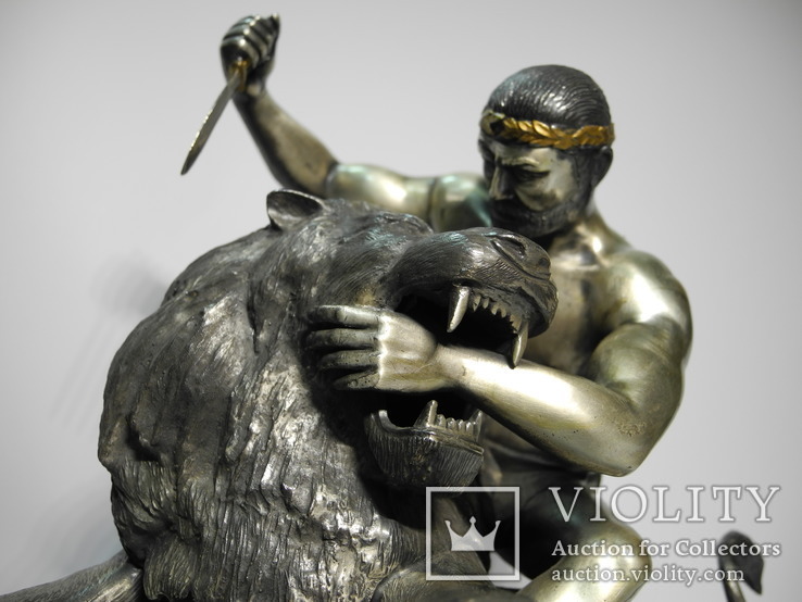 Фигура Геркулес убивает Льва (Серебро 800 пр, 1.2 кг), фото №4