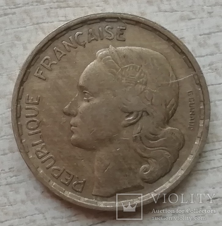 Франция 50 франков, 1951 г. Отметка монетного двора: "B" - Бомон-ле-Роже, фото №3
