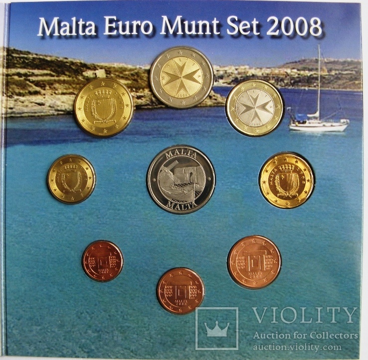 Мальта, еврокомплект 1 цент- 2 евро 2008 (8 шт+ токен), фото №2