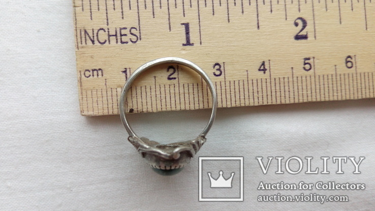 Серебряный гарнитур серьги 2 шт кольцо кулон камень (699), фото №7