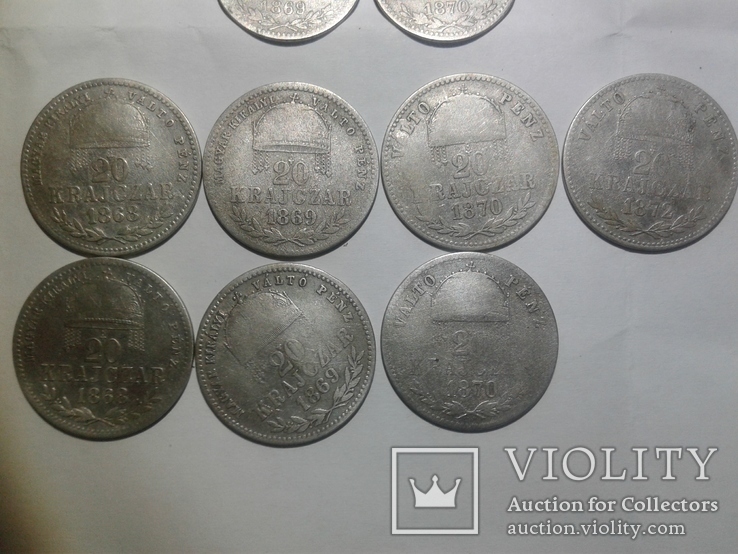 Погодовка монет Австро-Угорщини 10 та 20 крейцерів Франца Йосифа, фото №5