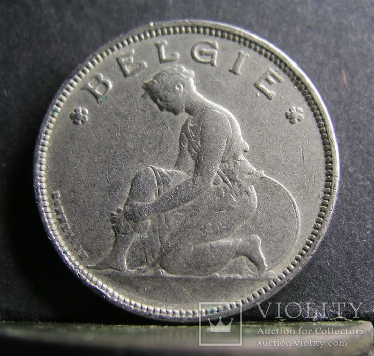 Бельгия 2 франка, 1923 № 506   диаметр 27 мм, фото №3