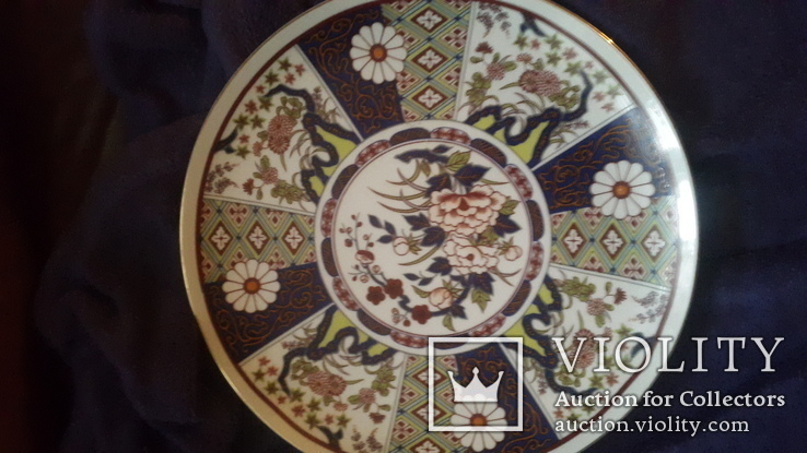 Большая старинная фарфоровая японская настенная тарелка, фото №2