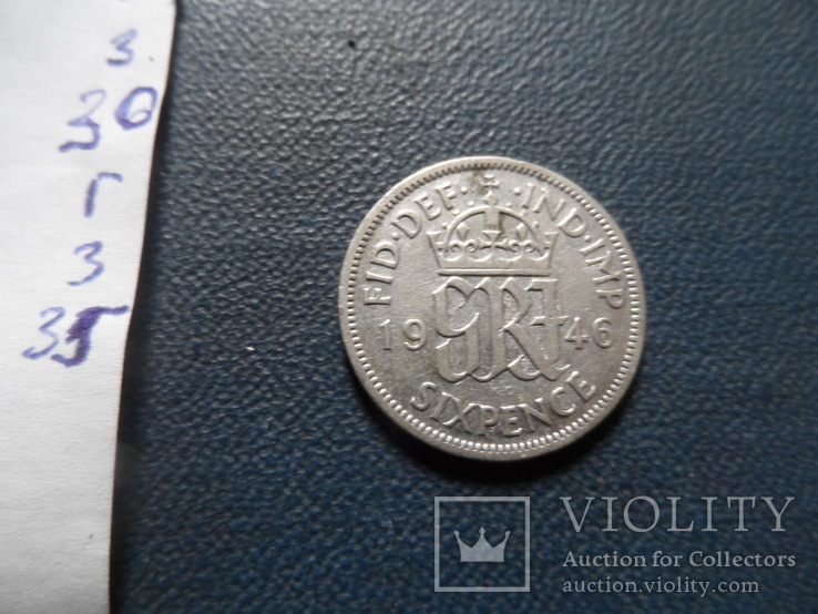 6 пенсов  1946 Великобритания  серебро    (Г.3.35)~, фото №5
