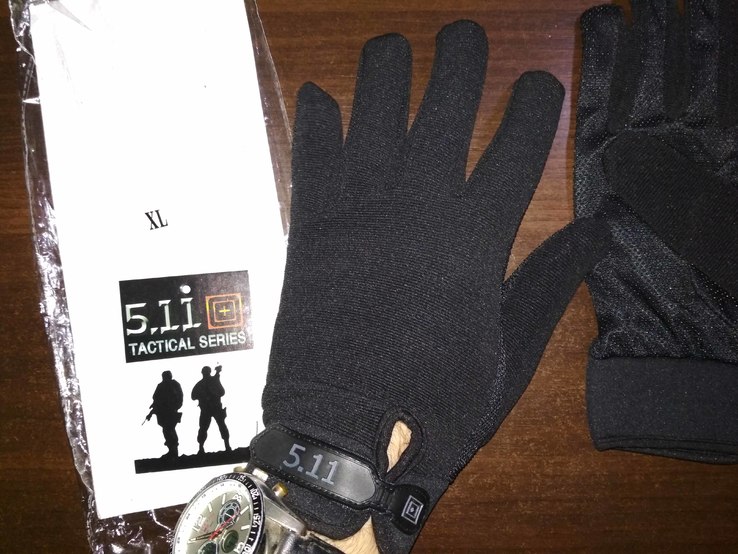 Перчатки тактические милитари 5.11 (реплика). Чёрные, полнопалые, р.XL, фото №6