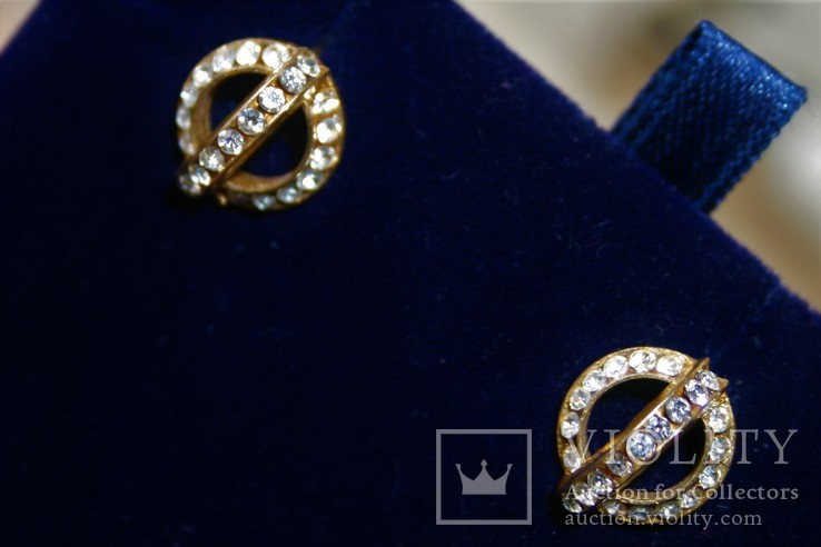 Винтажные серьги под золото бриллианты, фото №4