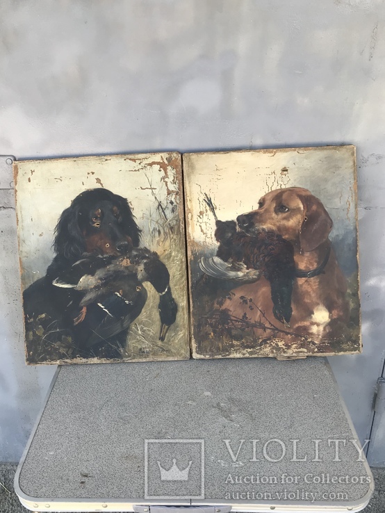 Картина  пара охота собака авторская, фото №2