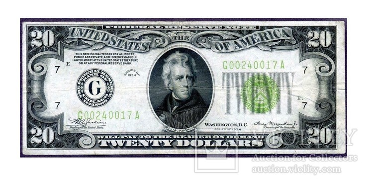 20 Долларов США 1934 Год, фото №2