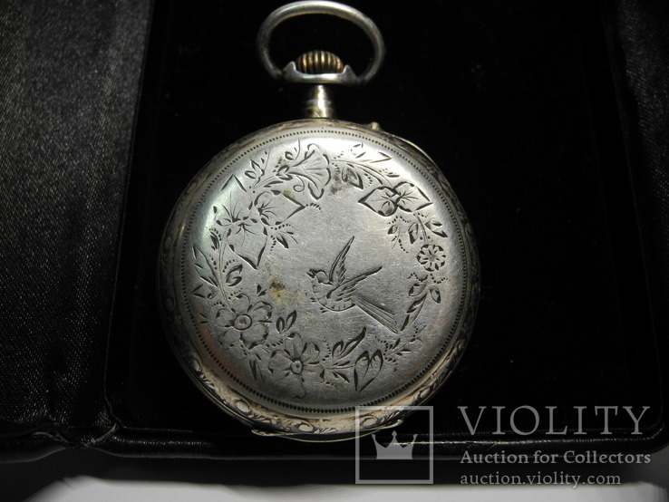 Серебряные карманные часы. На ходу. Франция XIX век ( Клеймо Краб ), фото №3