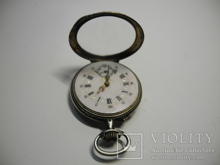 Серебряные карманные часы. На ходу. Франция XIX век ( Клеймо Краб ), фото №10