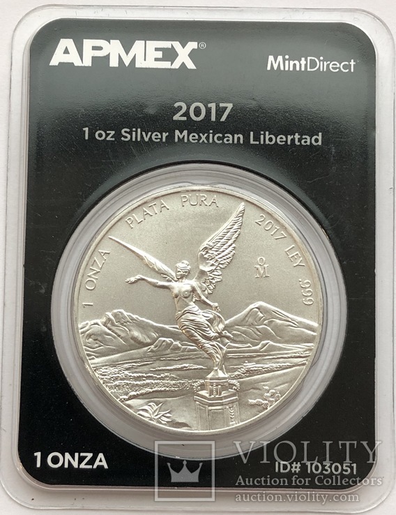 1 унция 2017 год Мексика «Libertad» серебро 31,1 грамм 999,9’