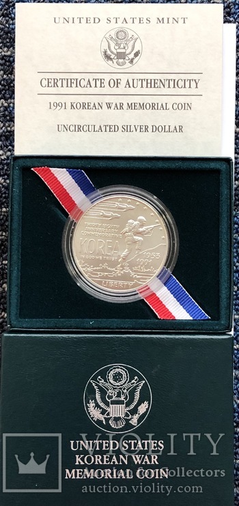 1 $ 1991 год США серебро 26,73 грамм 900’, фото №3