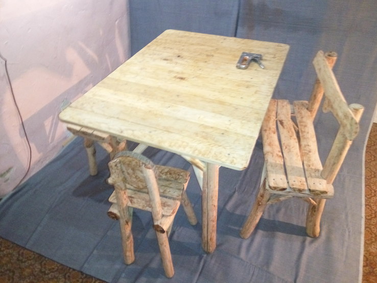 Стол, стулья из дуба, 5 предметов (авторский), фото №3