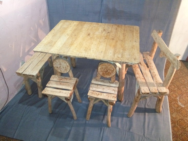 Стол, стулья из дуба, 5 предметов (авторский), фото №9