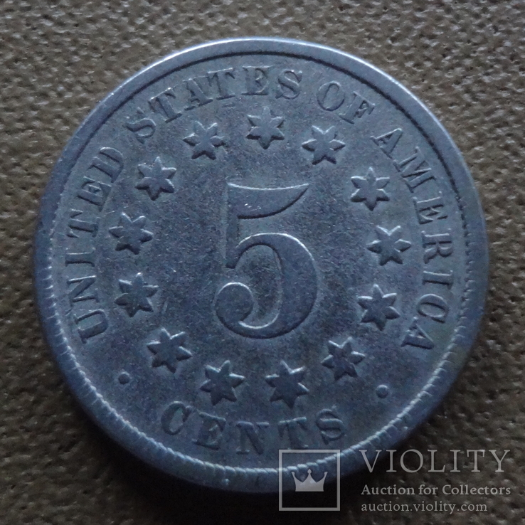 5  центов  1869  США  (Ж.1.1)~, фото №2
