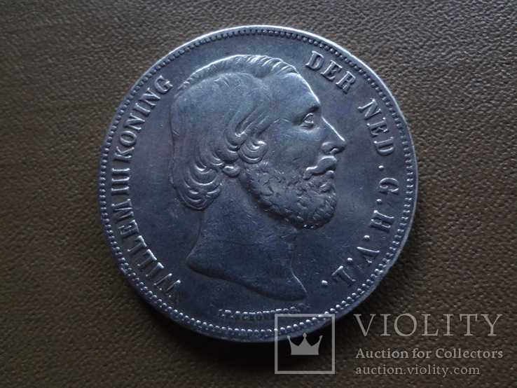 2,5 гульдена 1858  Нидерланды  серебро (Ж.4.9)~, фото №3