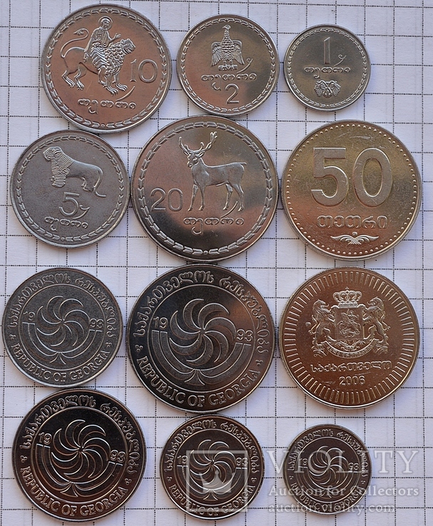 Грузия- набор современных монет, всего 6 шт