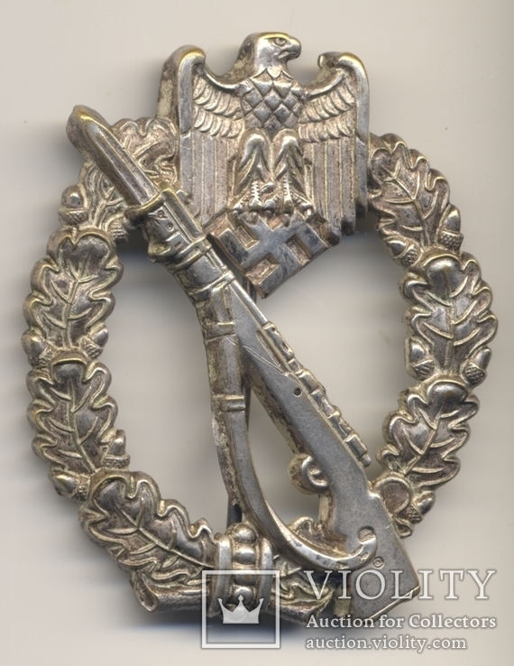 Пехотный знак в серебре (пр-ль Deumer, W),бунтметалл, фото №2