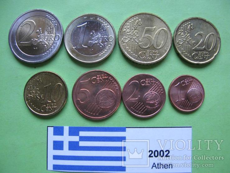 Греция, набор евро монет 2002 г . UNC., фото №2