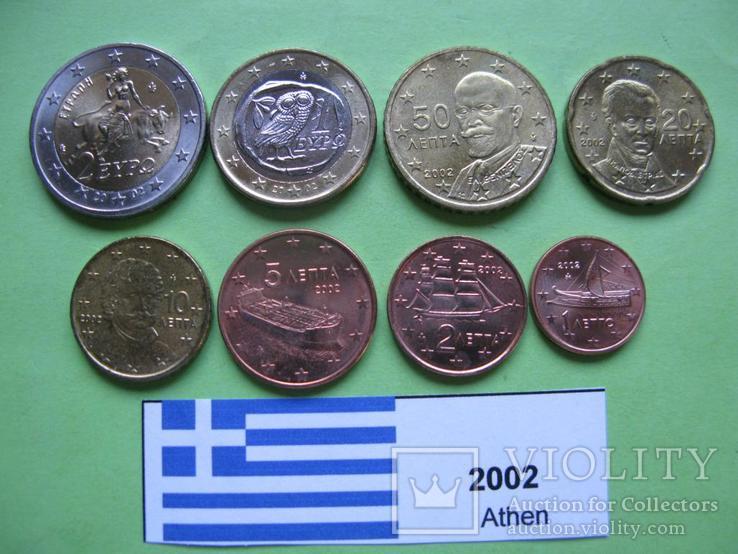 Греция, набор евро монет 2002 г . UNC., фото №3