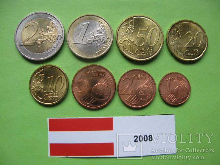 Австрия , набор евро монет 2008 г. UNC., фото №2