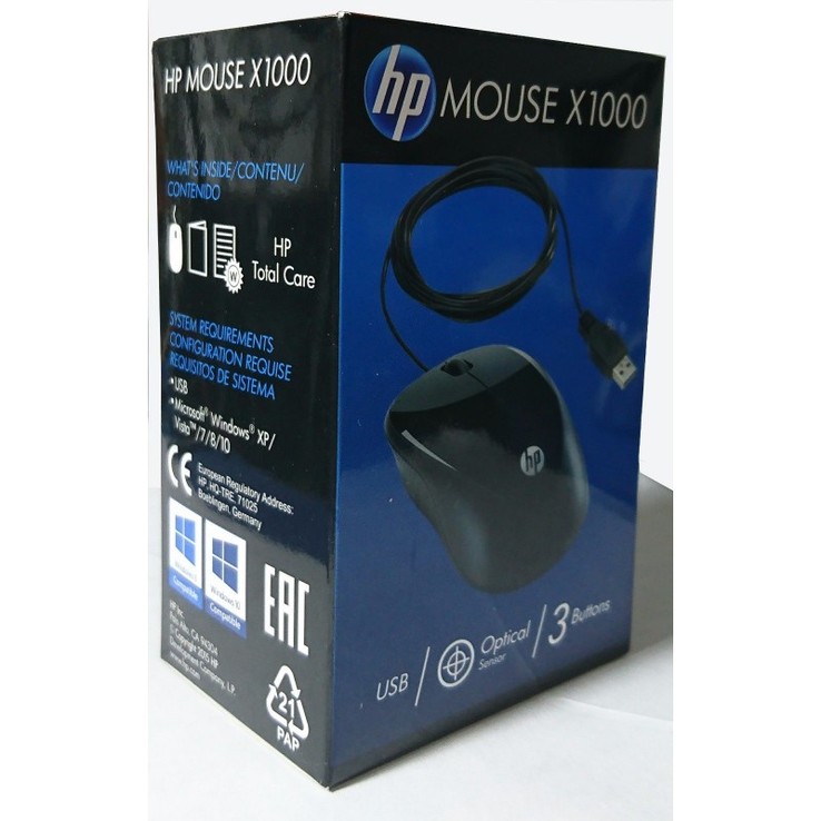 Проводная мышь (мышка) HP X1000 USB Black (H2C21AA), фото №5