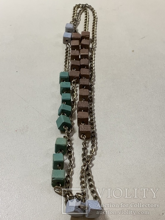 Ожерелье С Италии со вставками из цветных деревянных кубиков, фото №2
