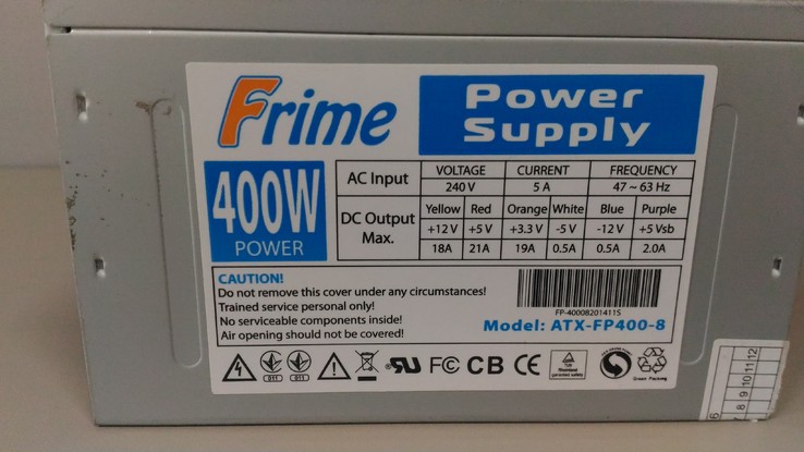 Блок питания Frime 400W ATX-FP400-8, photo number 3