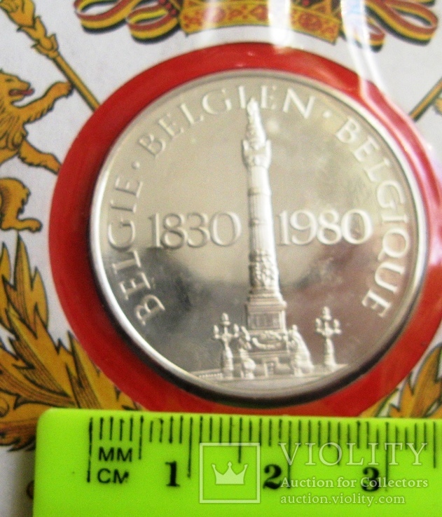 Набор "Серебряный токен 1980 PRO BELGICA" + марка 17 франков 1980, фото №7