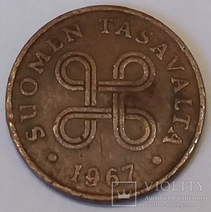 Фінляндія 1 пенні, 1967, фото №3