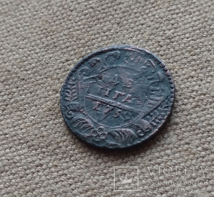 Деньга 1730г. Перечекан, фото №3