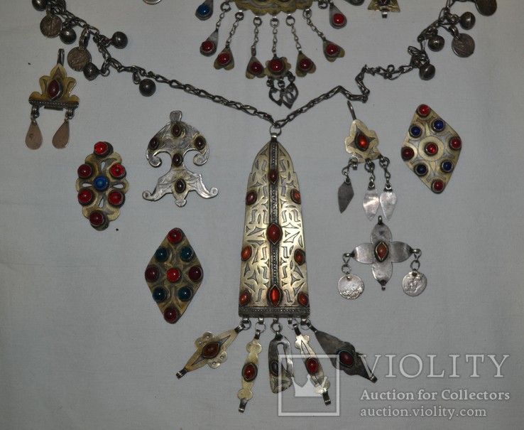 Женское украшение (Туркмения 18-19-20 век) 400гр. серебро, фото №6