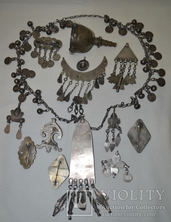 Женское украшение (Туркмения 18-19-20 век) 400гр. серебро, фото №9