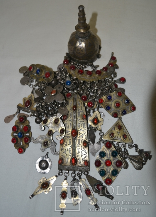 Женское украшение (Туркмения 18-19-20 век) 400гр. серебро, фото №2