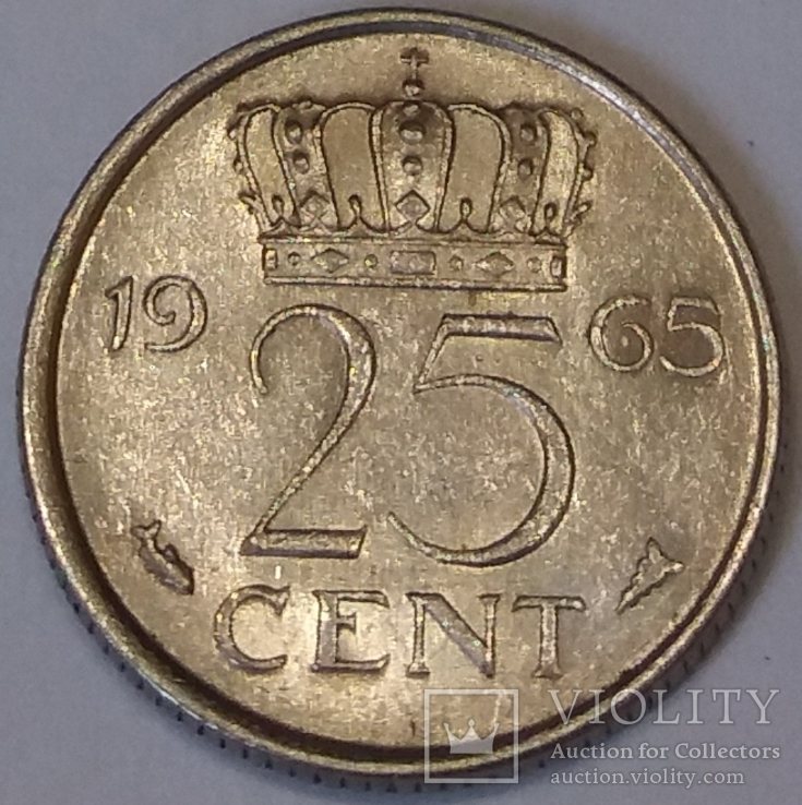 Нідерланди 25 центів, 1965, фото №2