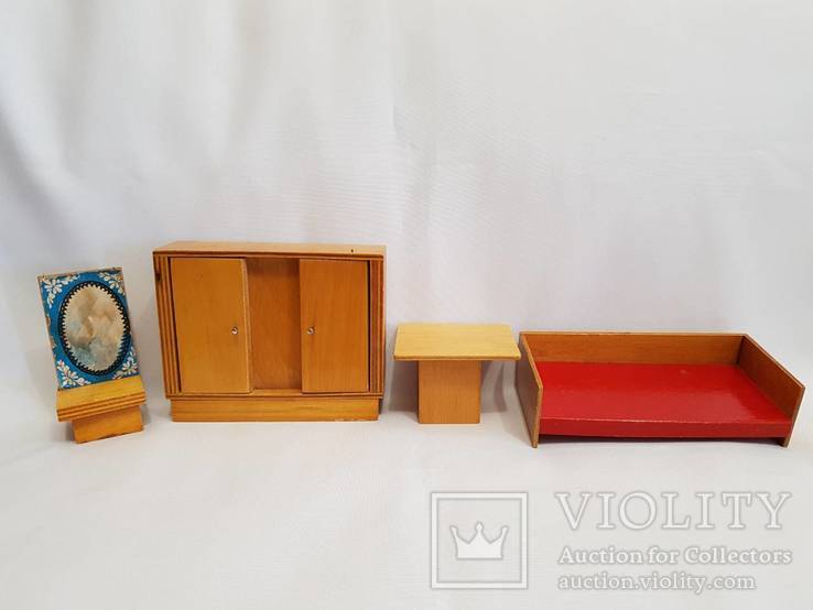 Кукольная мебель спальный шкаф диван гарнитур . мебель для кукол 4 предмета СССР, фото №8