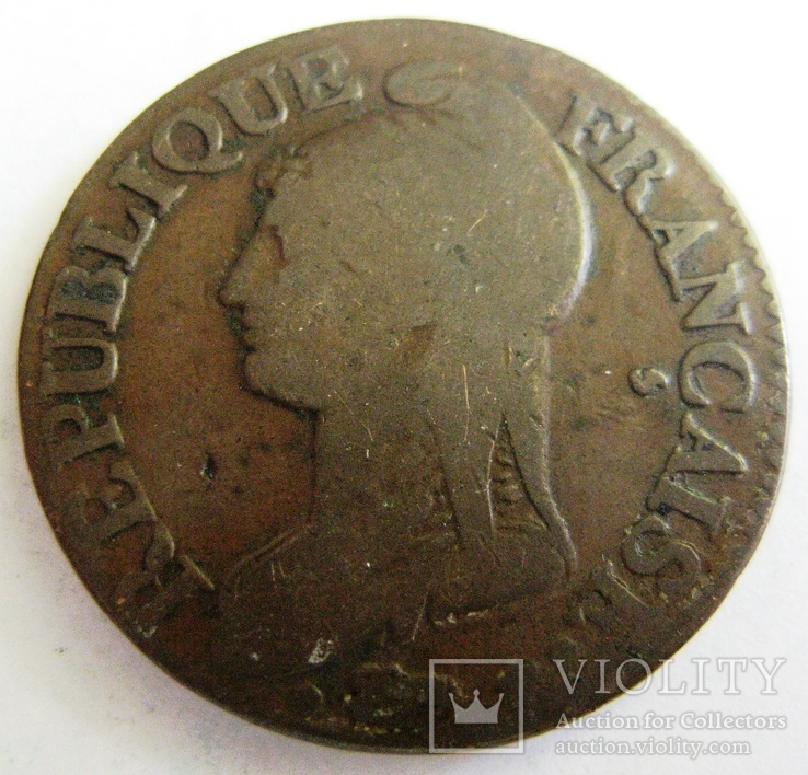 Франция, г. Париж, 5 сантимов 5-й год республики (1796-1797), фото №2