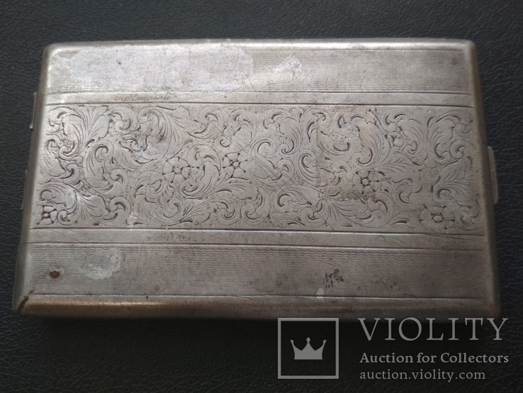 Портсигар серебряный подпись 1942 год, клейма 875 проба, вес 99 грамм, фото №2